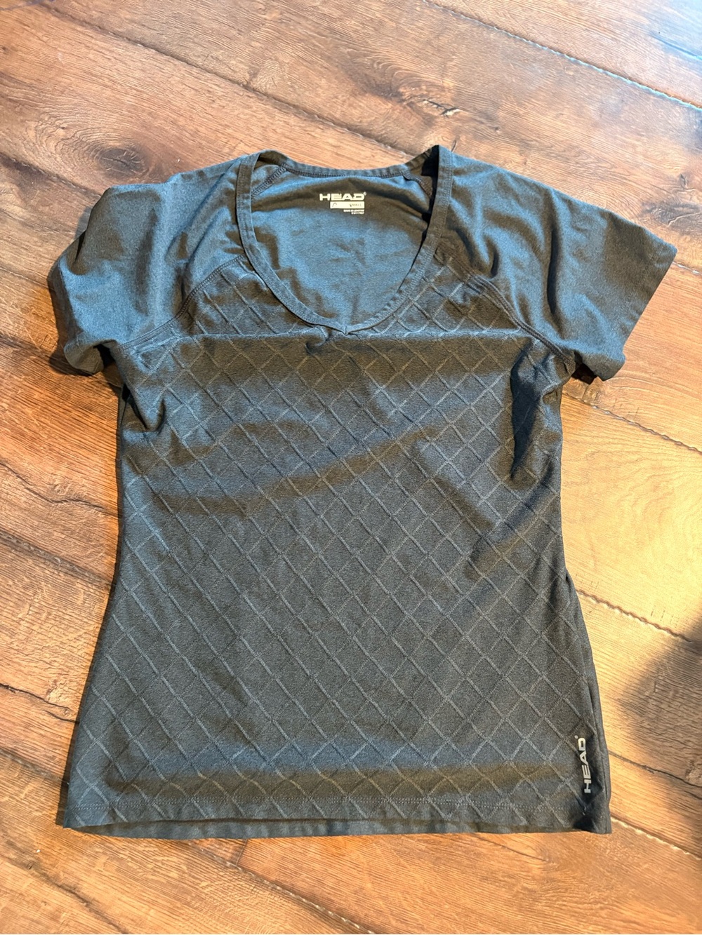 HEAD Black Short Sleeve Diamond-Texture Athletic Tee